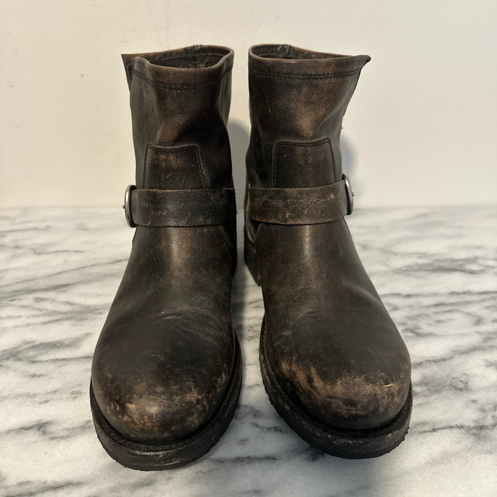 Frye veronica Brown /Black Leather Boots womens sz 8 - Picture 3 of 14